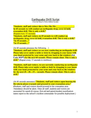 Earthquake Drill Script .